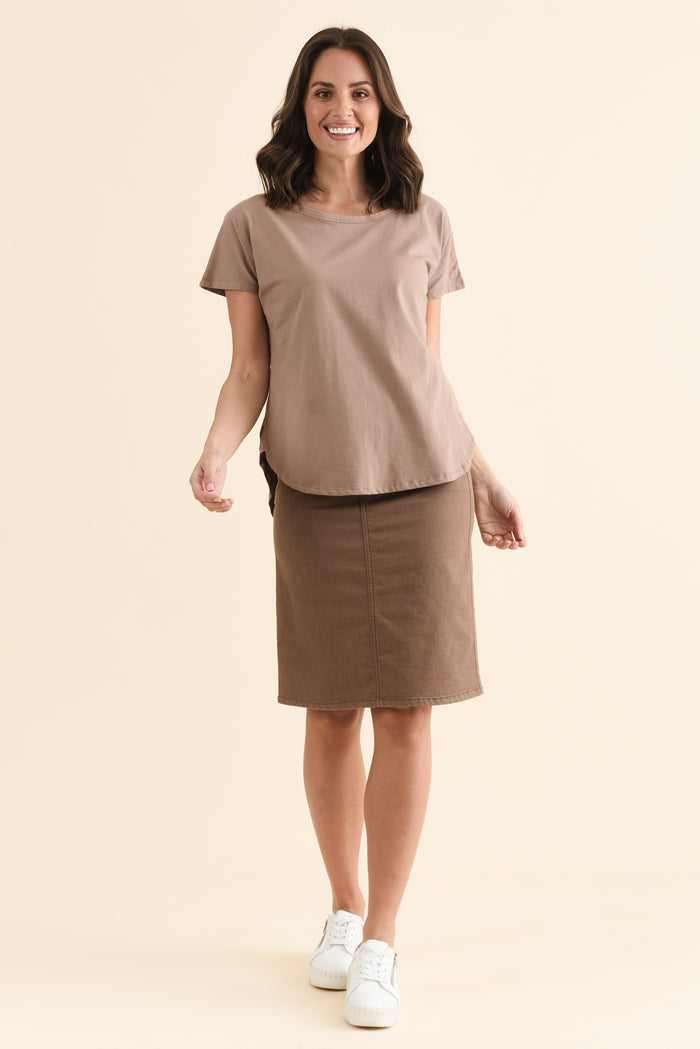 Stevie Taupe Cotton Tee
