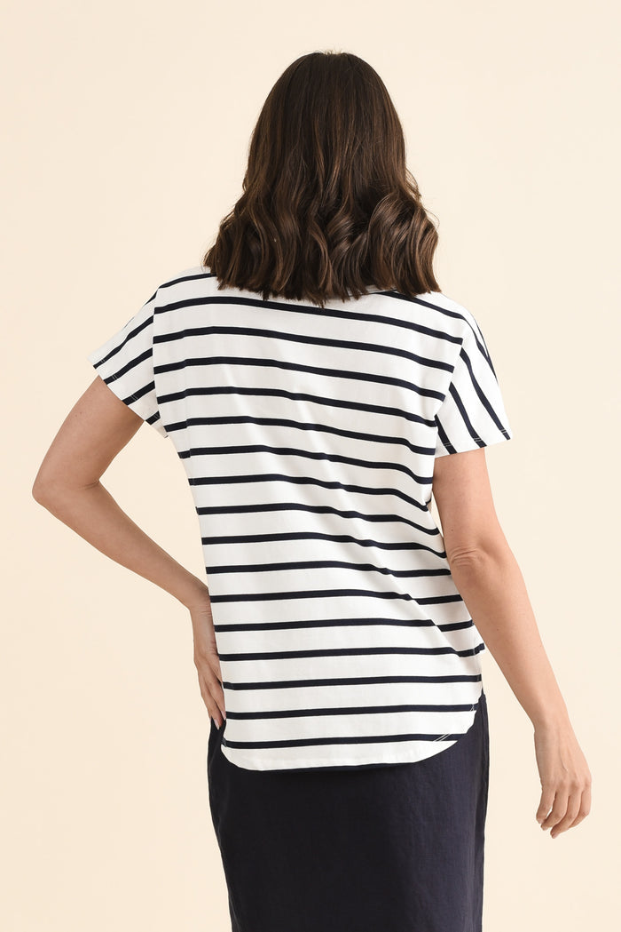 Stevie White Stripe Cotton Tee