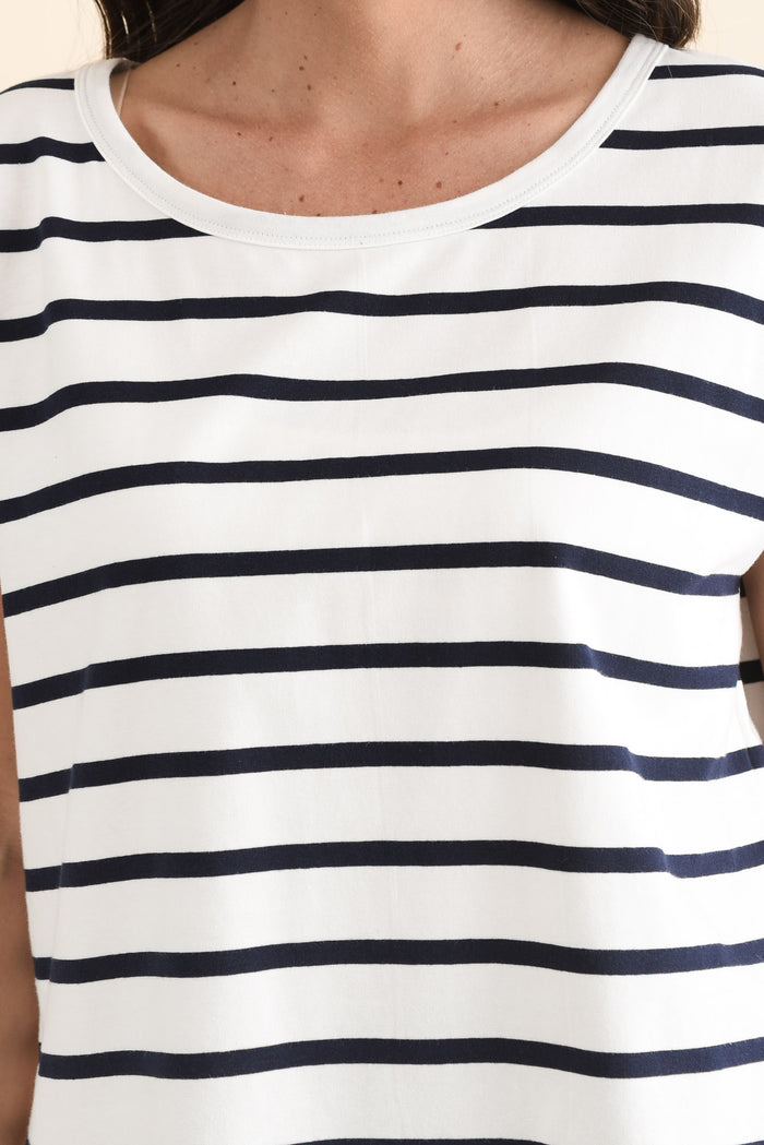 Stevie White Stripe Cotton Tee