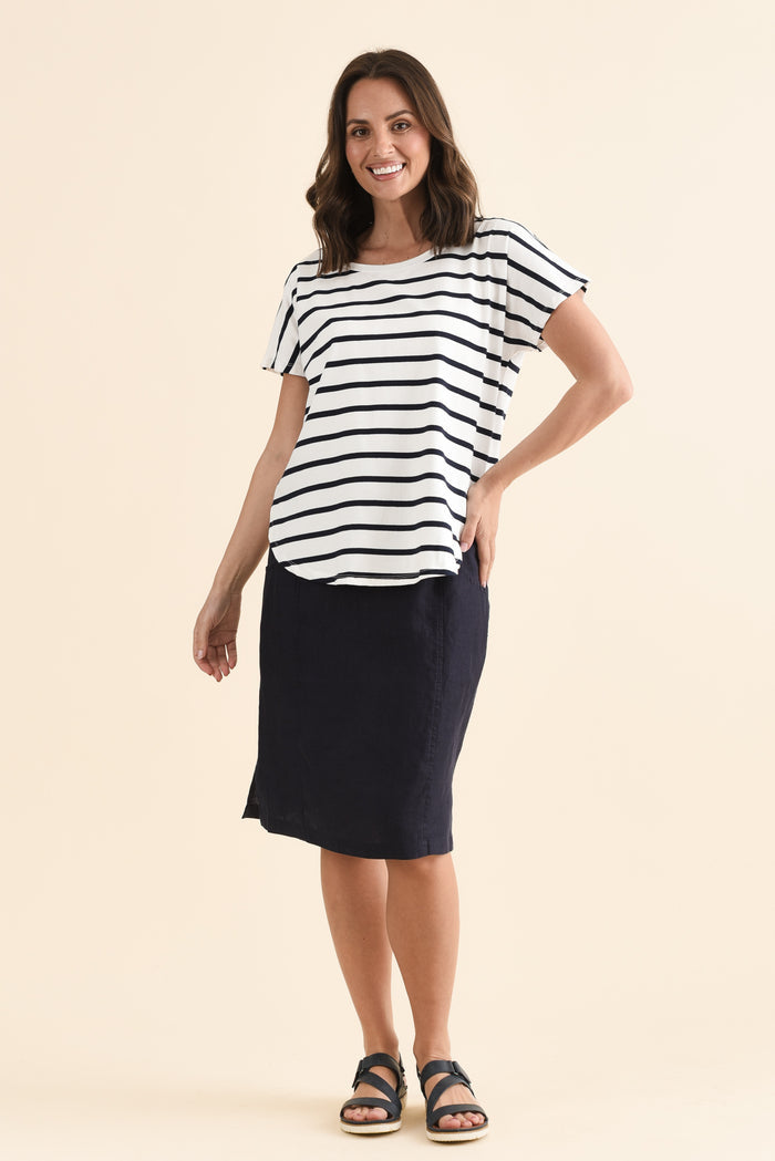 Stevie White Stripe Cotton Tee