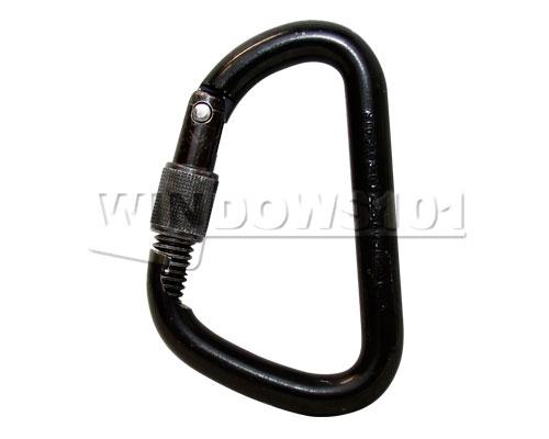 Stubai Modified D Black Steel Screw Gate Locking 34kN Carabiner - Windows101