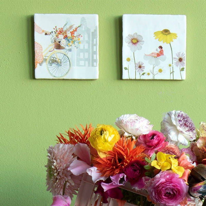 Surrounded by flowers | StoryTiles art on tile