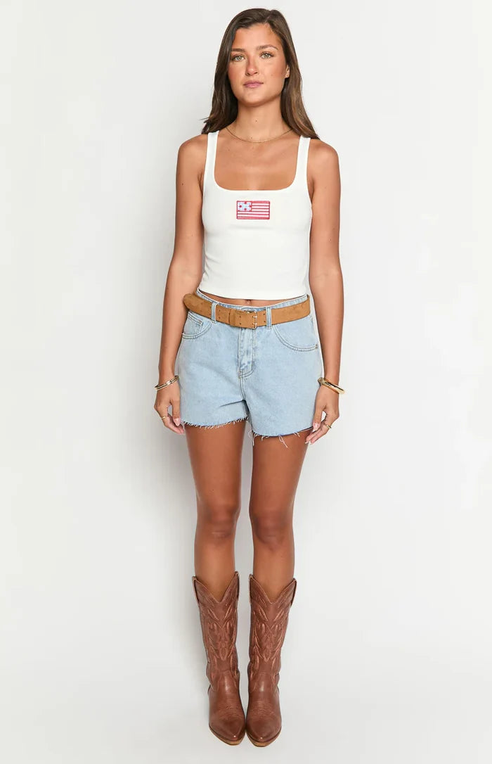 Suzie White USA Embroidered Tank Top