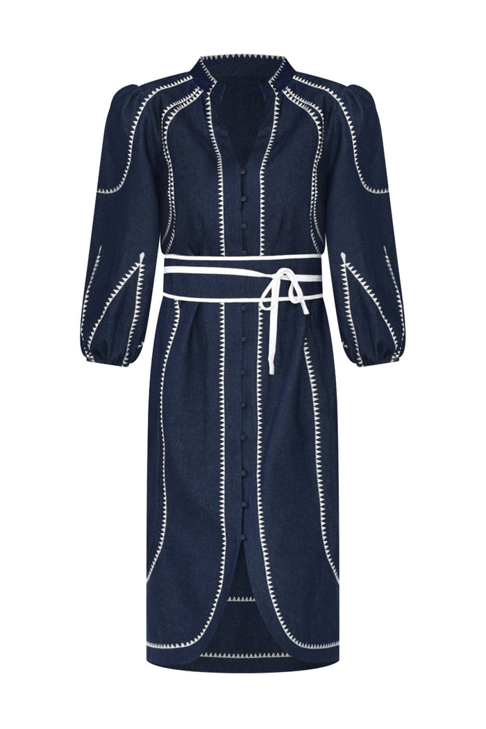 Swanson Dark Denim Cotton Dress,ghost-mani