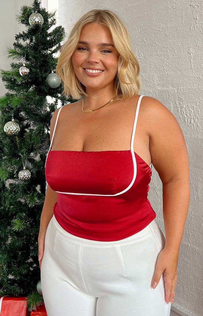 Tamra Red Low Back Top