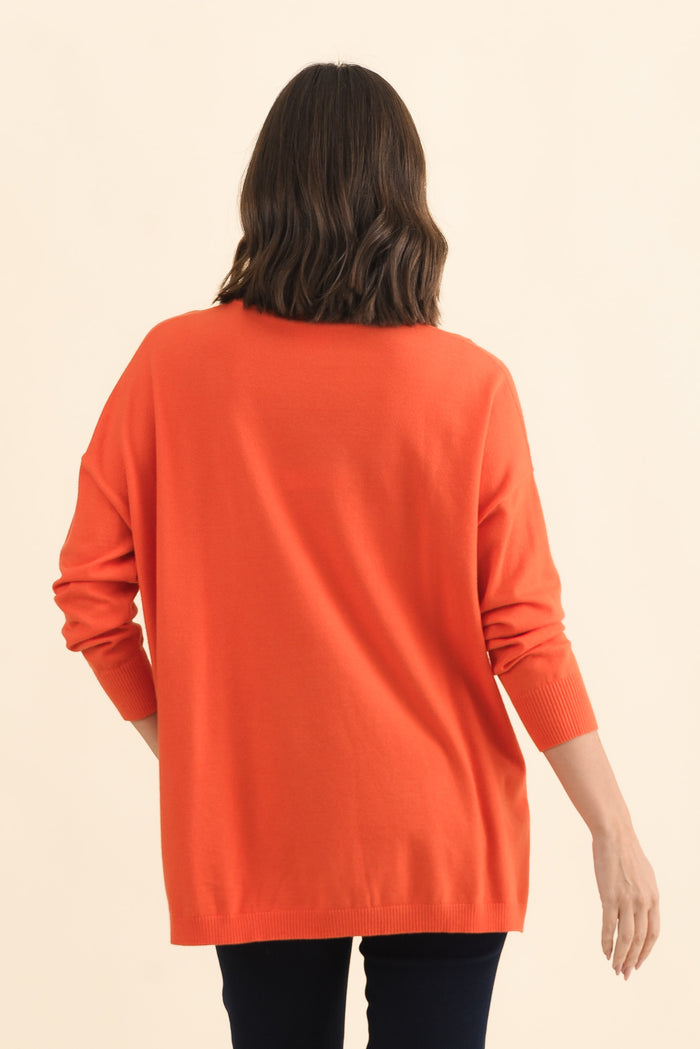Tanner Orange Knit Jumper,Brunette model,alt text|model:MJ