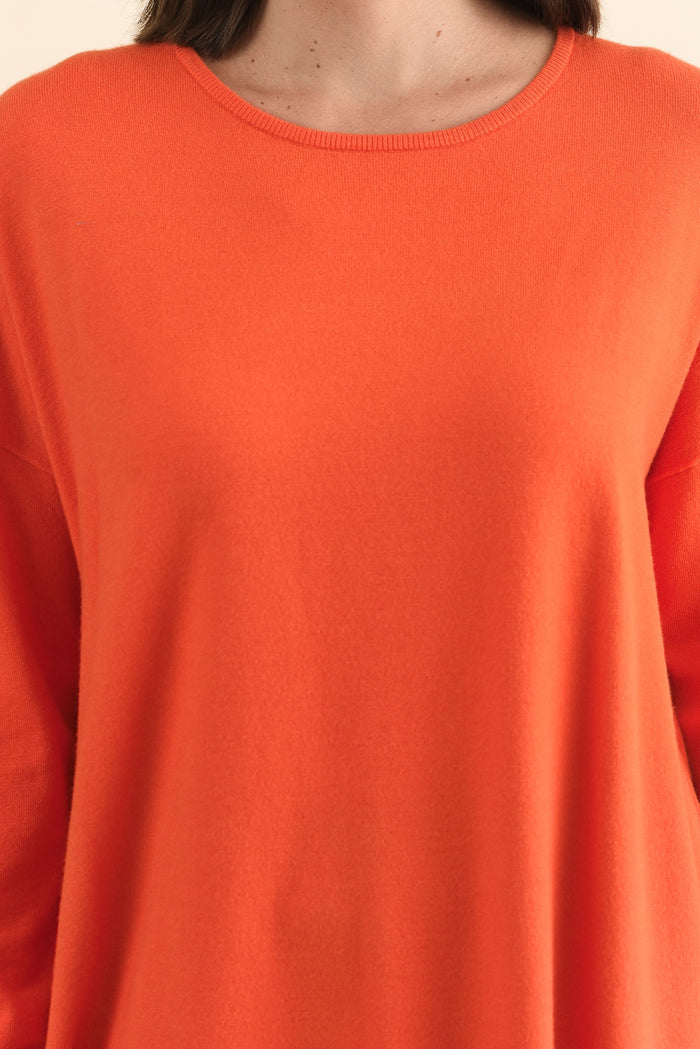 Tanner Orange Knit Jumper,Brunette model,alt text|model:MJ