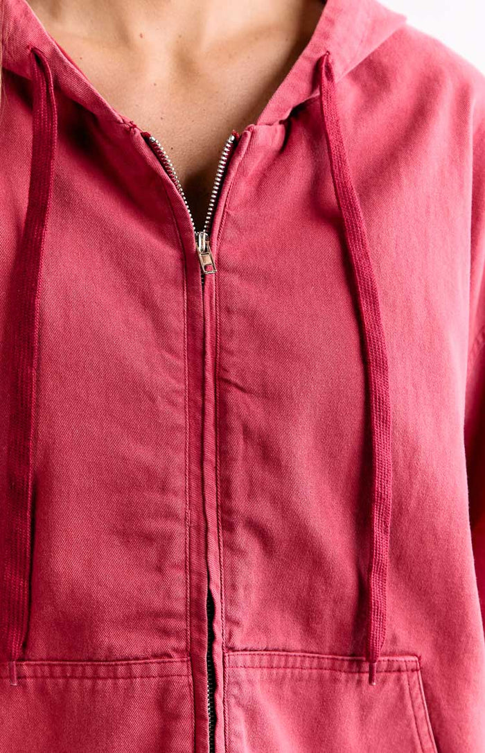 Tate Washed Red Oversized Hooded Jacket
