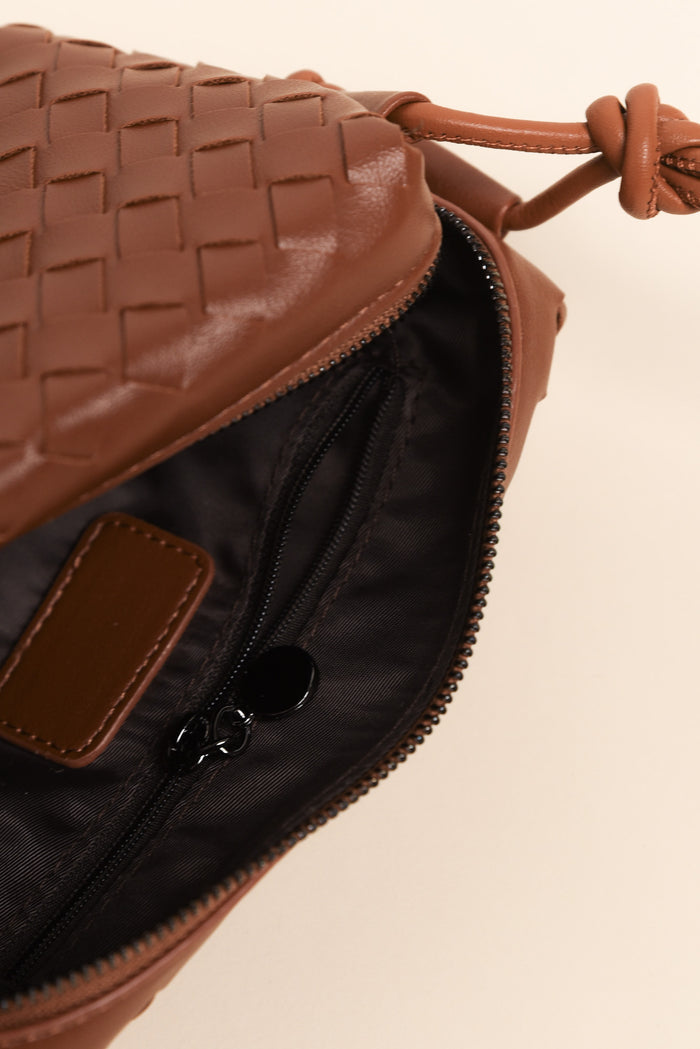 Tellaro Tan Woven Crossbody Bag