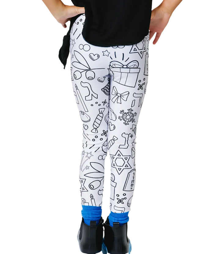 Terez Girl Hanukkah Coloring Leggings Distressed/seasonal girls Terez