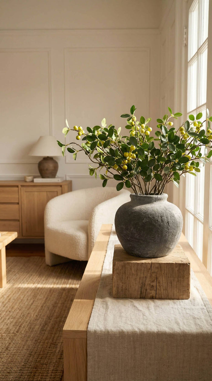 Terracotta Vase, Rounded Charcoal Form - Elna