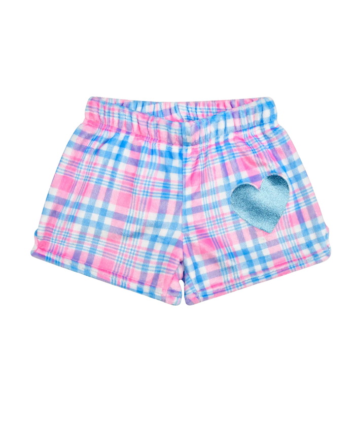 Theme Classic Pink Plaid Plush Shorts Accessories iScream Plaid Y/XS (6X)