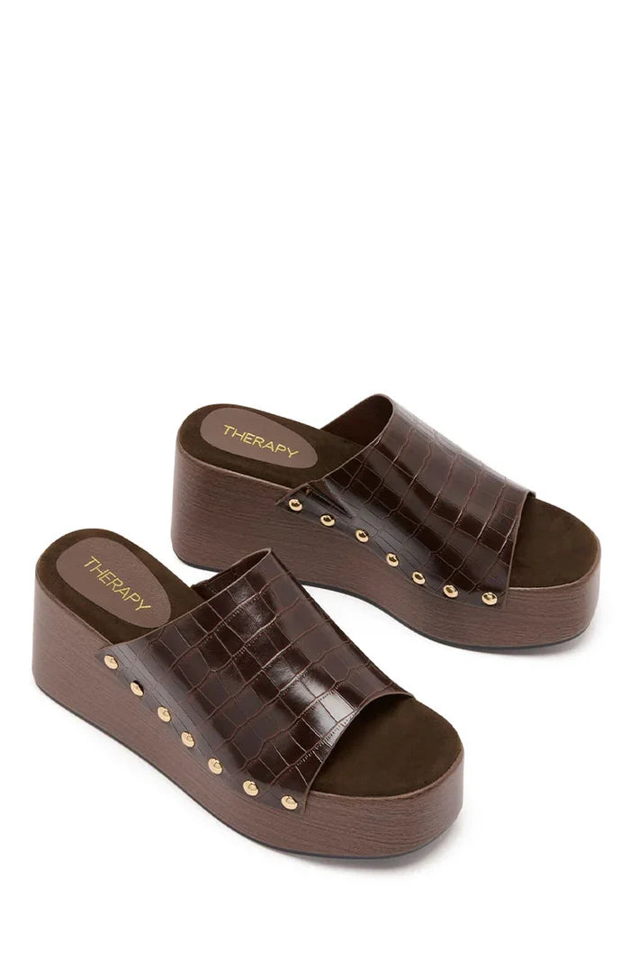 Therapy Imani Chocolate PU Croc Wedge
