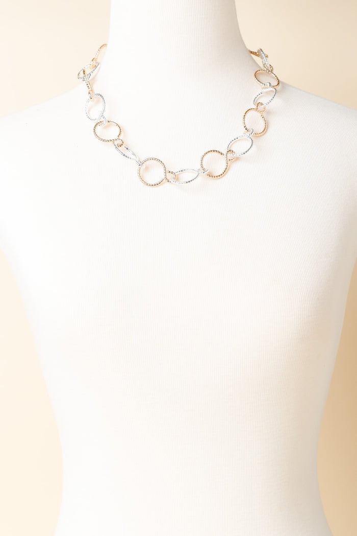 Theta Two Tone Ring Link Necklace