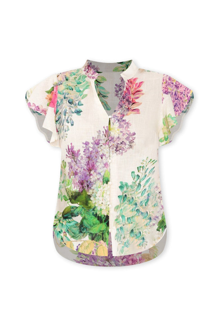 Tierra Wisteria Alba Linen Blend Top,ghost-mani