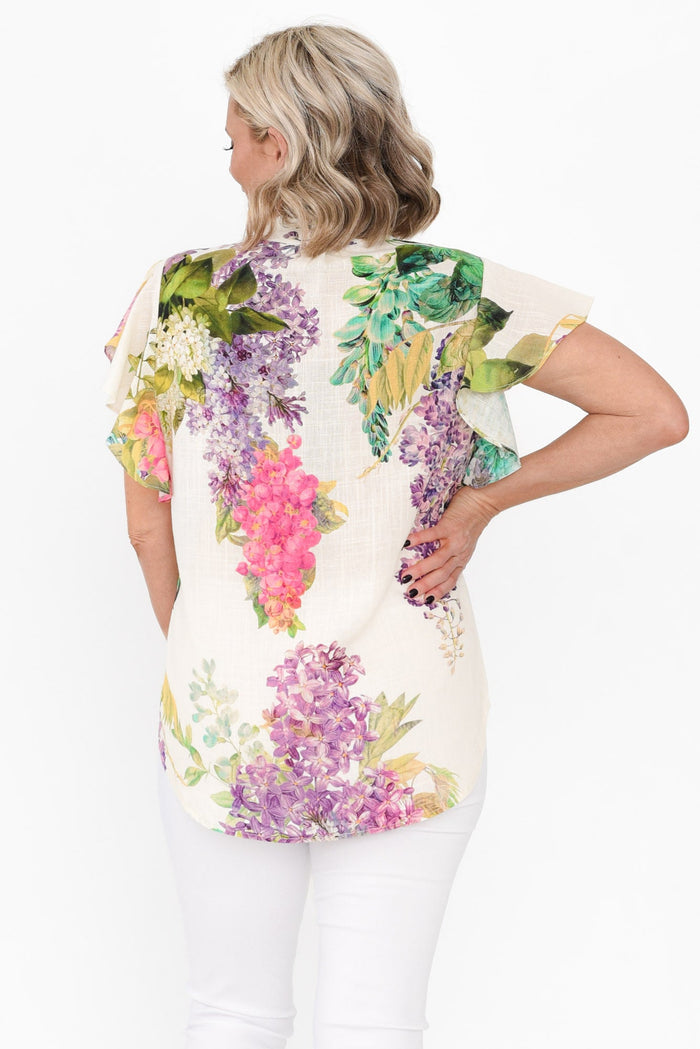 Tierra Wisteria Alba Linen Blend Top