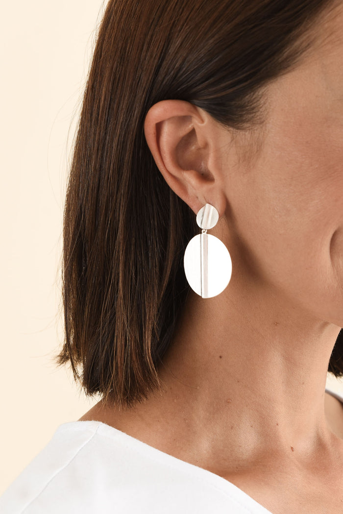 Tito Silver Circle Drop Earrings