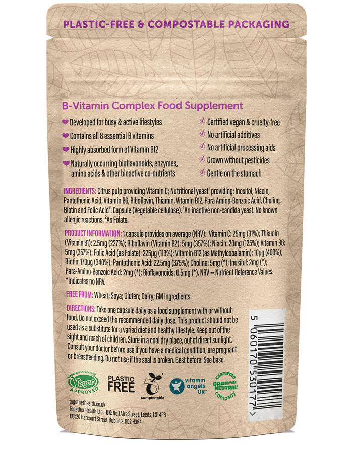 Together Health B Complex Vitamin – Vegan Supplement – 30 Capsules
