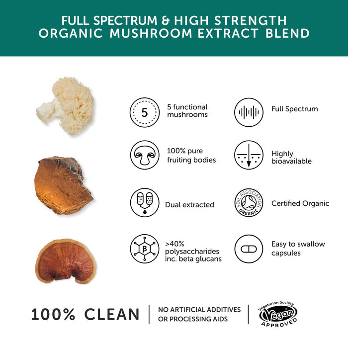 Together health Mushroom 5 Blend – 9300mg – High Strength – 60 Capsules