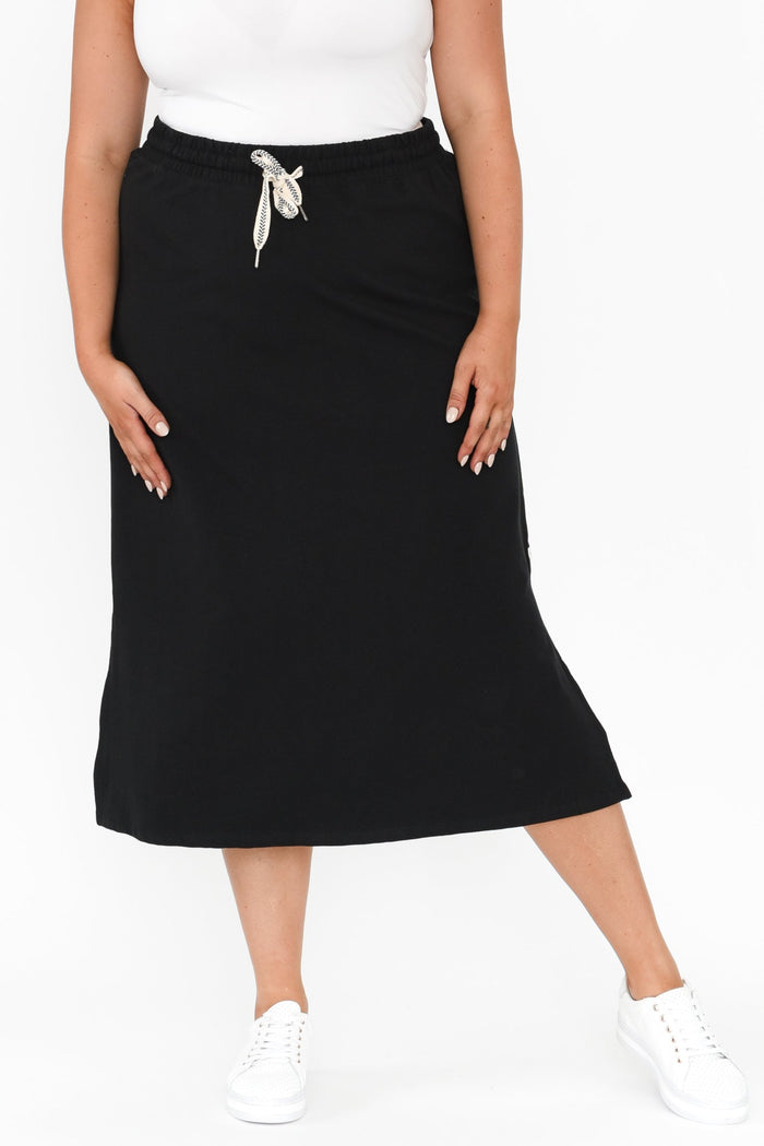 Travel Black Cotton Maxi Skirt,Blonde model,plus-size,curve-bottoms,plus-size-skirts,alt text|model:Shandre