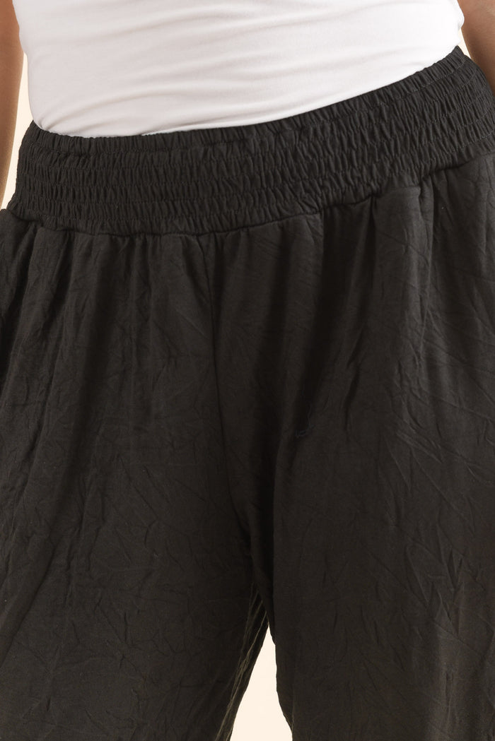 Travel No-Iron Black Cropped Pants,Detail,Brunette model,alt text|model:MJ