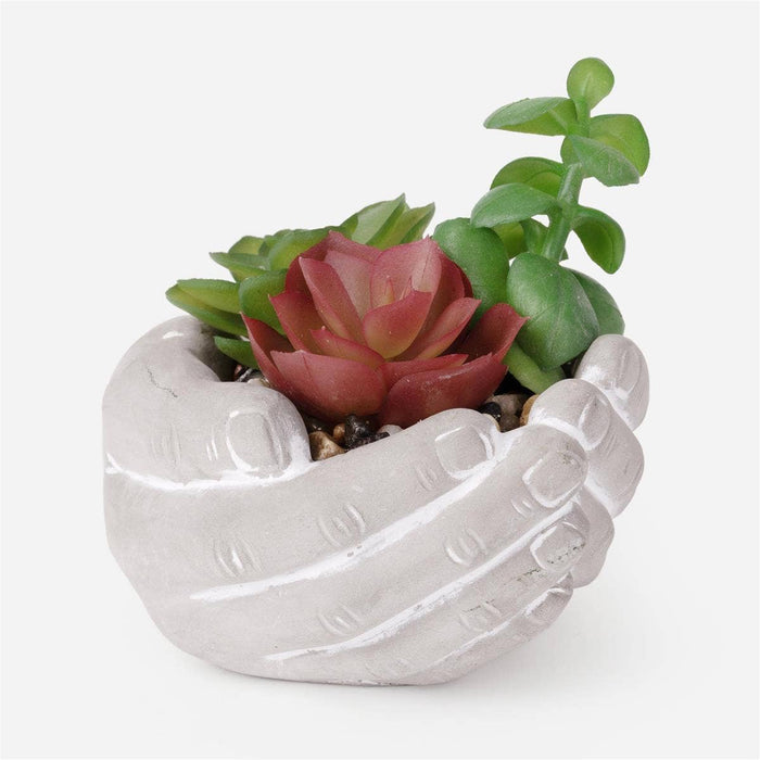 TRUU Artificial Plant in Hand Pot,Concrete, 4.7"H