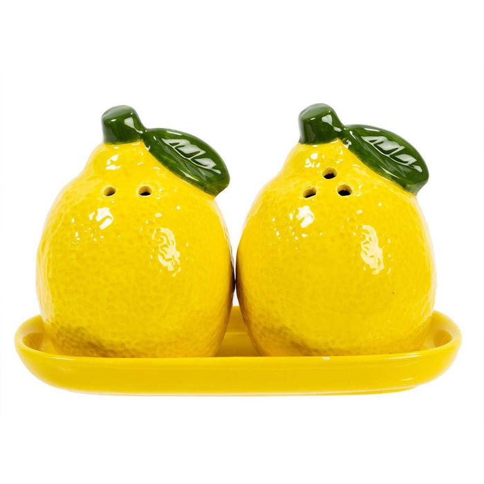 TRUU Lemon Salt & Pepper Shakerson Tray, 5.7"x3.5", Ceramic, bbx