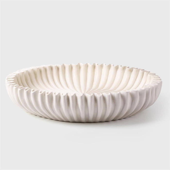 TRUU Scalloped Shallow Ceramic Plate, White 14.2"Dx2.8"