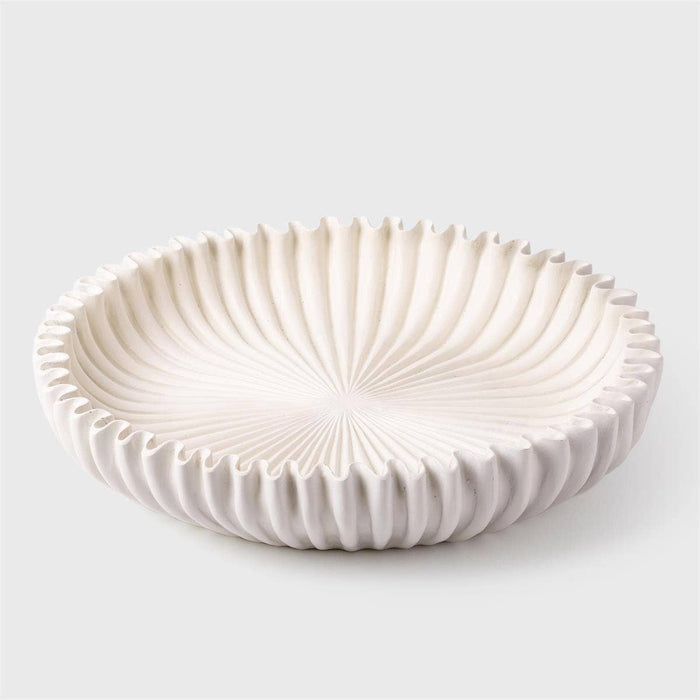 TRUU Scalloped Shallow Ceramic Plate, White 14.2"Dx2.8"
