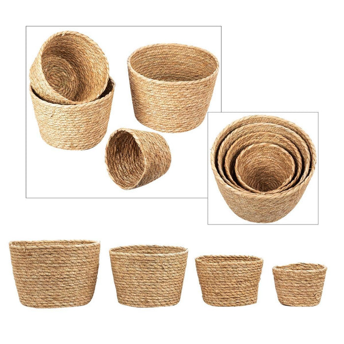 TRUU Set/4 Round RushleafStorage Baskets, XL, L, M, S