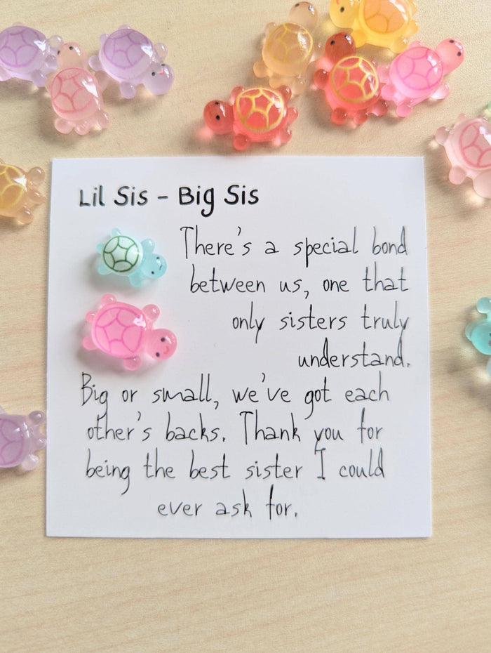 UPLIFTED INK Special Sister Bond Card with Tiny Turtle Figurine