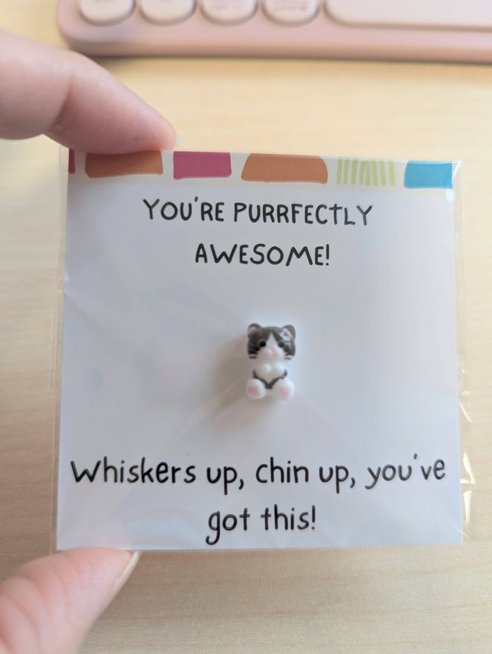 UPLIFTED INK You've Got This Card with Cat Figurine & Custom Message