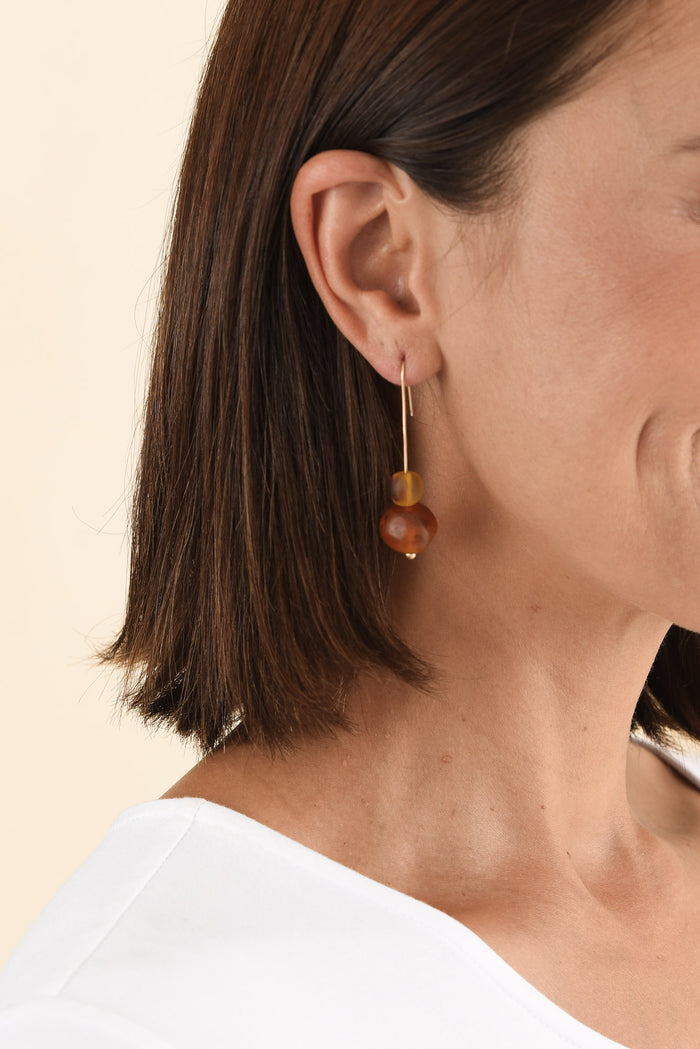 Vance Brown Resin Beaded Earrings