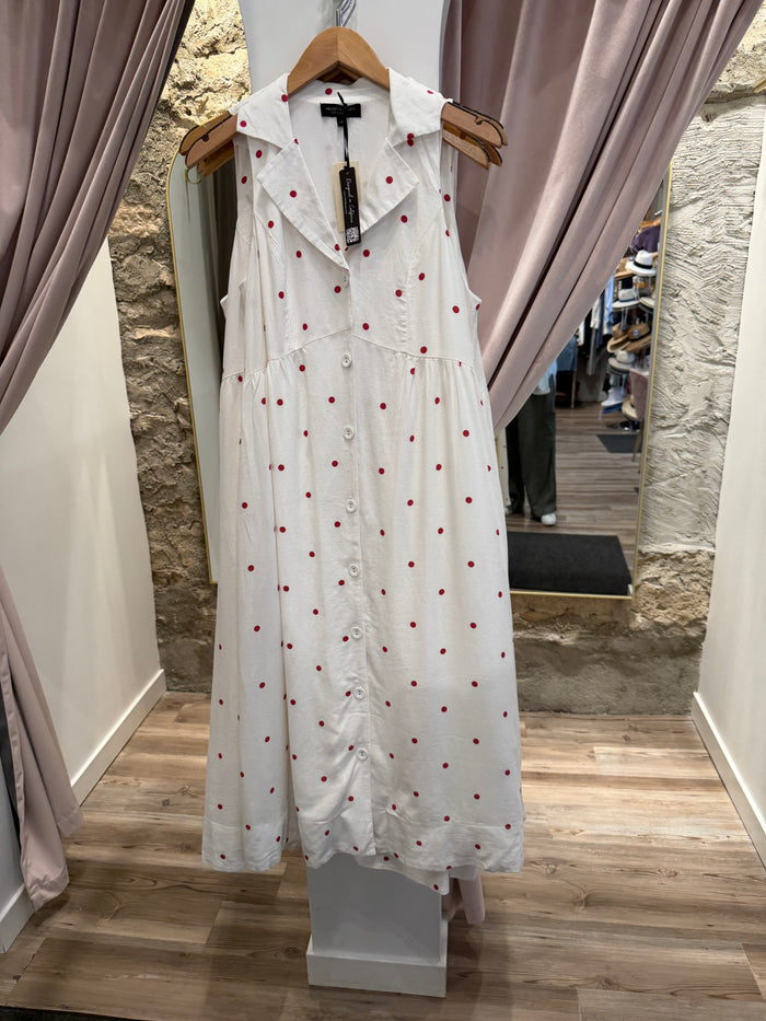 VELVET HEART CARI POLKA DOT DRESS-CARDINAL