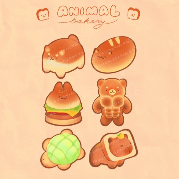 vickyisdrawing: Animal Bakery Sticker Pack