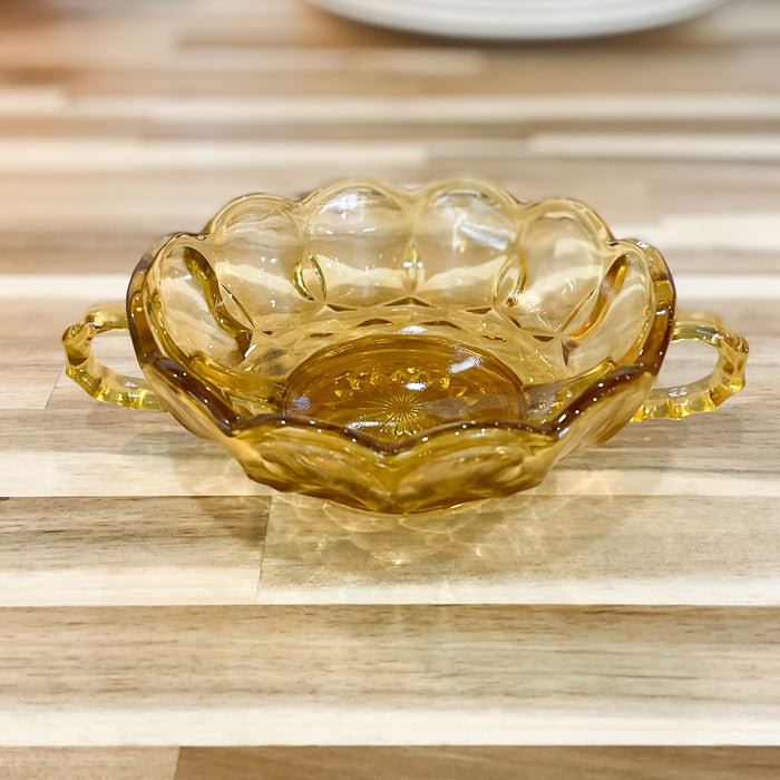 Vintage MCM Anchor Hocking Amber Dish with Handles