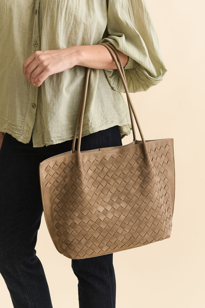 Virginia Taupe Suede Tote Bag