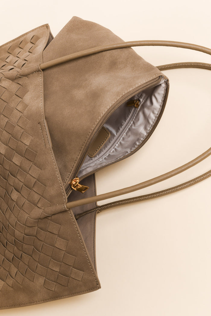 Virginia Taupe Suede Tote Bag