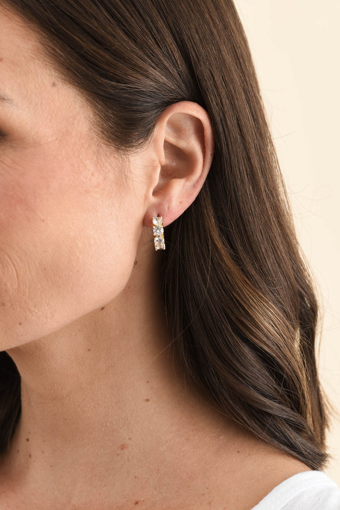 Vittoria Gold Crystal Half Hoop Earrings