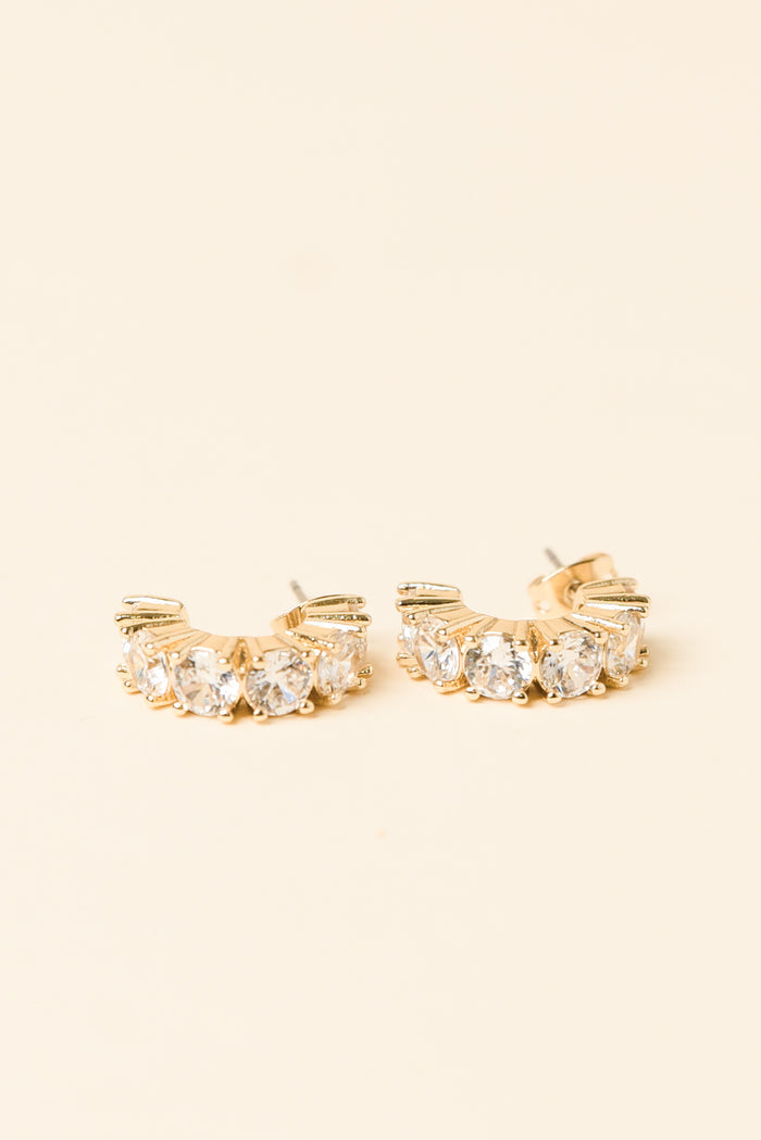Vittoria Gold Crystal Half Hoop Earrings