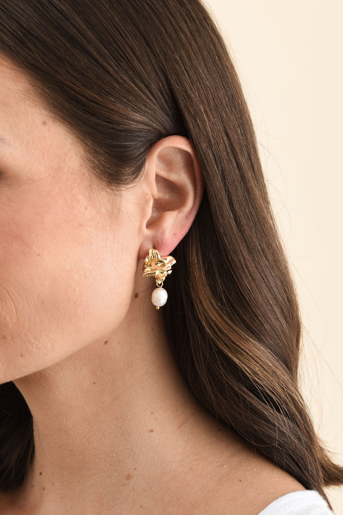 Waverly Gold Pearl Drop Earrings