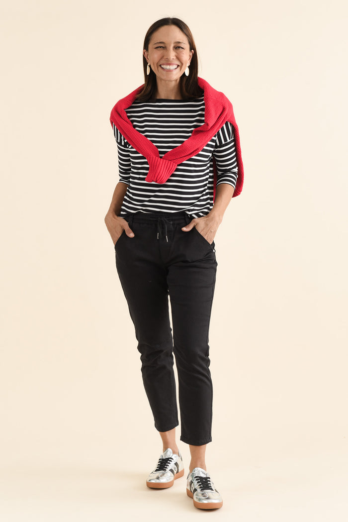 Whistler Black Cotton Jogger Pants,brunette model,Full Outfit,alt text|model:Cara