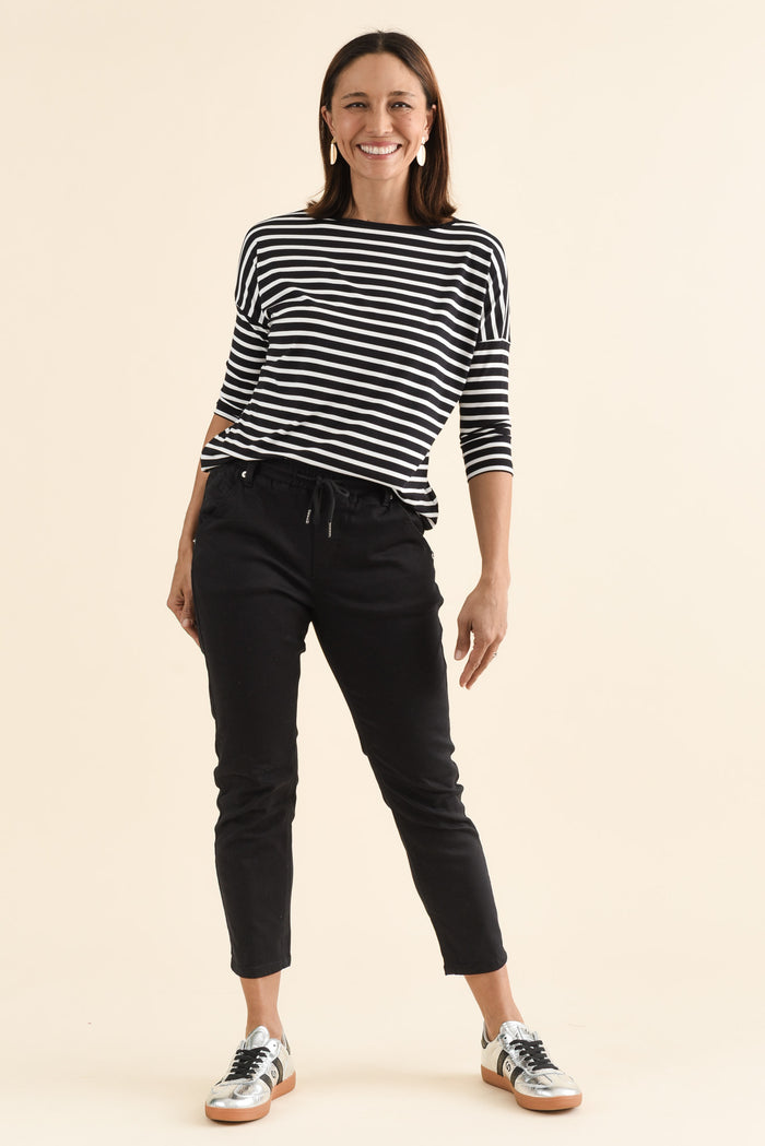 Whistler Black Cotton Jogger Pants,brunette model,Full Outfit,alt text|model:Cara