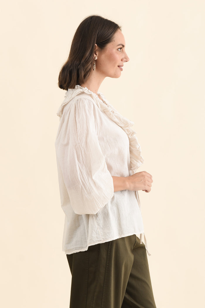 Winifred Natural Cotton Frill Top