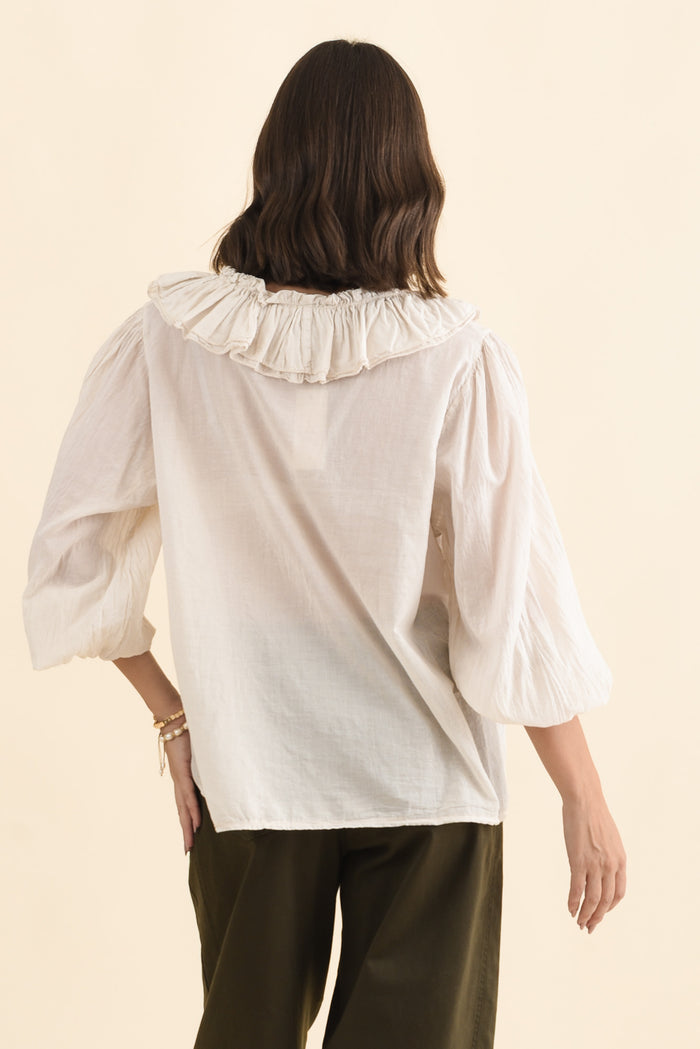 Winifred Natural Cotton Frill Top