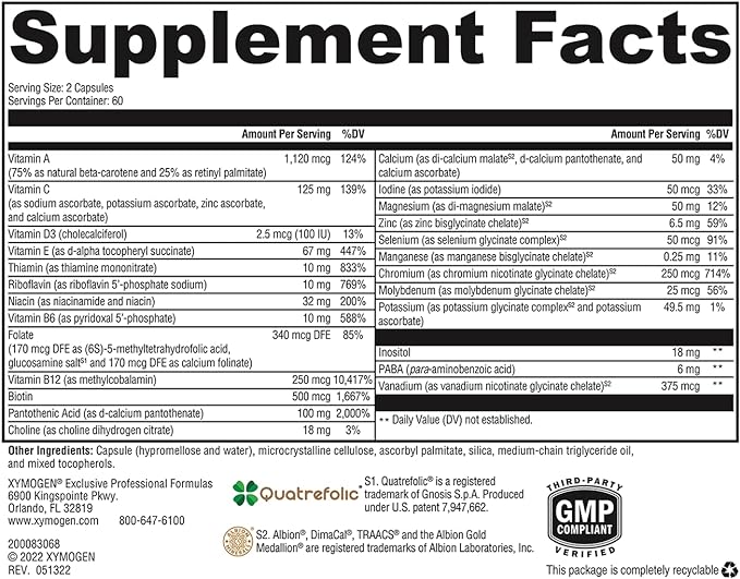 Xymogen ActivNutrients without copper and iron capsules