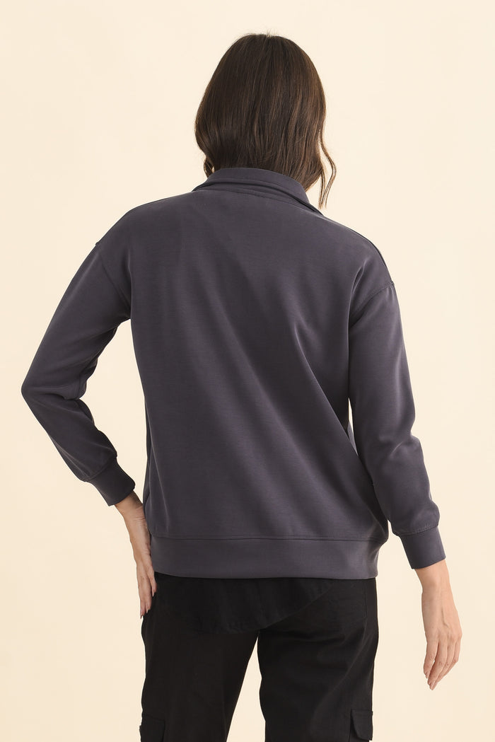 York Charcoal Zip Jacket,Brunette model,alt text|model:MJ
