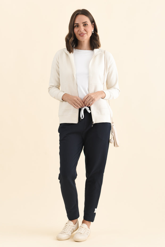 York Cream Zip Jacket,Brunette model,alt text|model:MJ