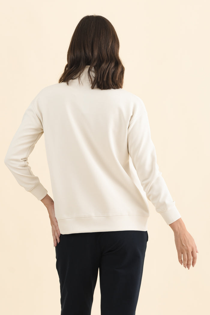York Cream Zip Jacket,Brunette model,alt text|model:MJ