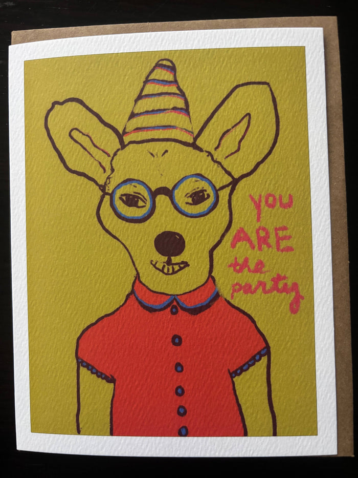 You Are the Party bright funny terrier pup in hat dog card